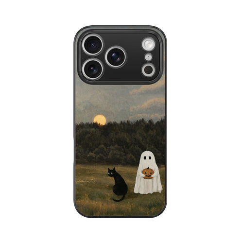 Halloween Ghost And Black Cat | Premium Printed Phone Case