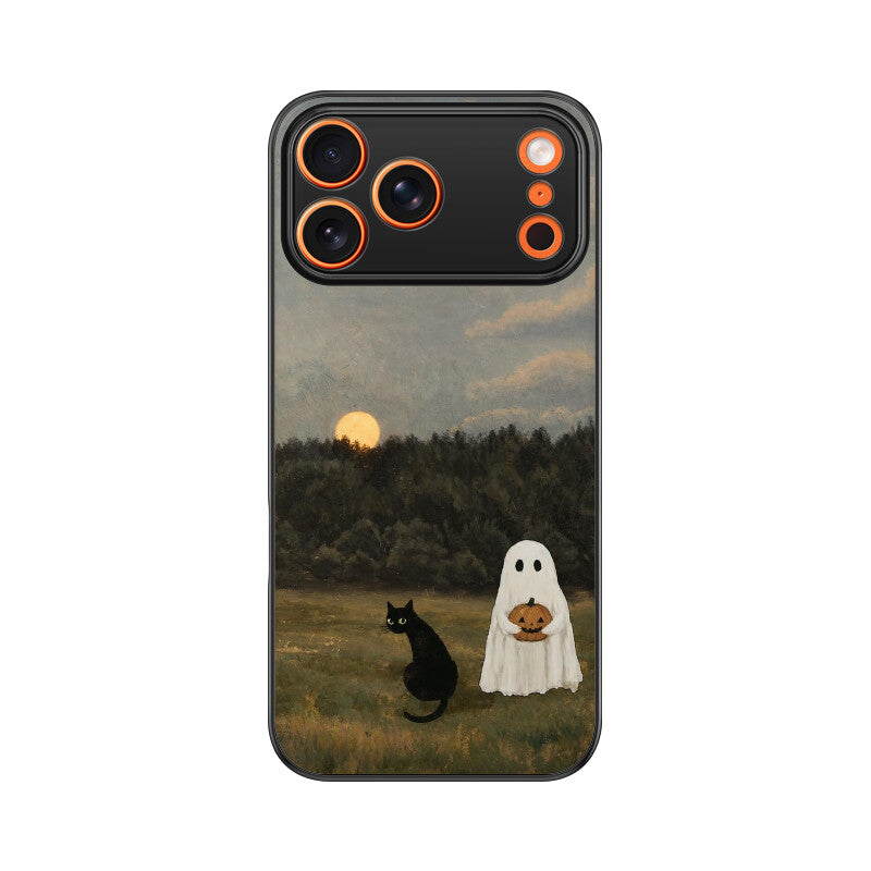 Halloween Ghost And Black Cat | Premium Printed Phone Case